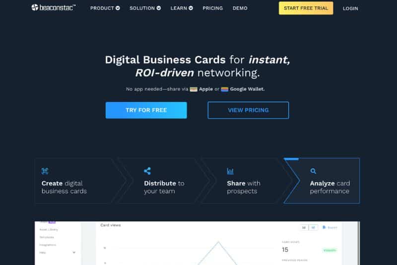 Beaconstac Digital Business Card Review - Beaconstac website