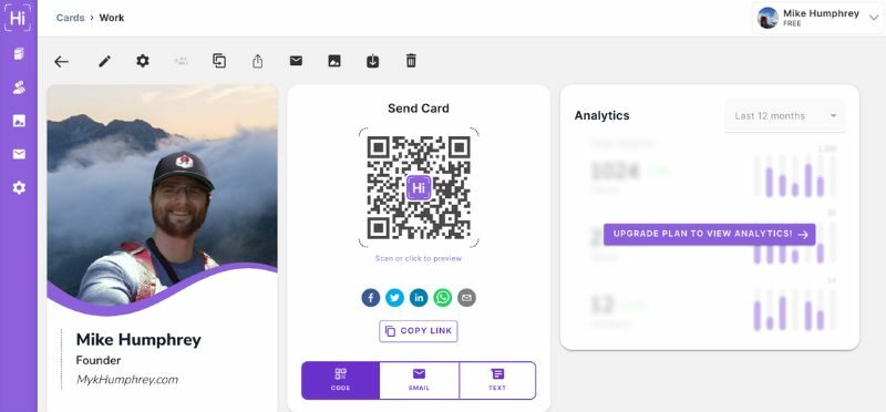 HiHello Business Card Review - Dashboard 1